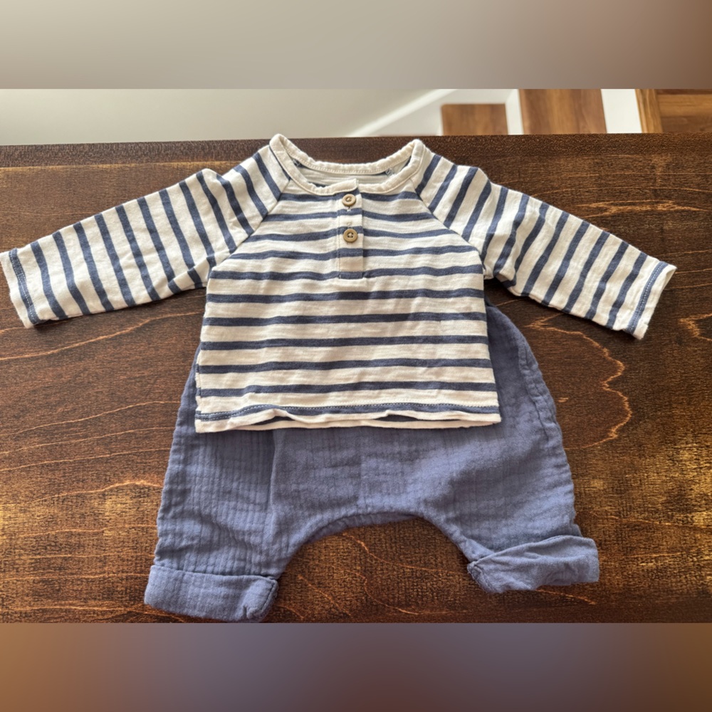 Cloud Island Navy and White Striped Newborn Set